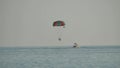 Paraplane. People fly by paragliding on the sea. Entertainment at sea parachute flight ocean Royalty Free Stock Photo