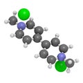 Paraquat herbicide molecule 3D rendering. Atoms are represented as spheres with conventional color coding: hydrogen (white),