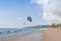 Parasailing above the blue sea at Phuket Thailand