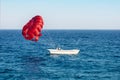 Parasailing above the ocean.