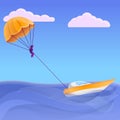 Parasailing concept banner, cartoon style