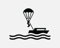 Parasailing Icon Parascending Paraskiing Parakiting Sports Vector Black White