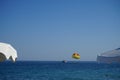 Parasailing in the Mediterranean. Kolympia, Rhodes, Greece Royalty Free Stock Photo