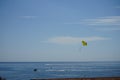 Parasailing in the Mediterranean. Parasailing is a recreational kiting. Kolympia, Rhodes, Greece Royalty Free Stock Photo