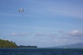 Parasailing over Bora Bora lagoon Royalty Free Stock Photo