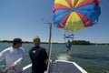 Parasailing over lake