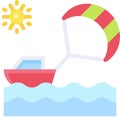 Parasailing or parakiting icon, Summer vacation related vector