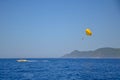 Parasailing in Turkey beach in summer. Royalty Free Stock Photo