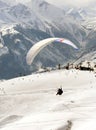 Paragliding in winter Royalty Free Stock Photo