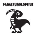 Parasaurolophus . Cute dinosaurs cartoon characters . Silhouette black isolated color . Royalty Free Stock Photo