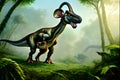 Parasaurolophus Dinosaur, Generative AI Illustration