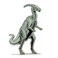 Parasaurolophus dinosaur isolated on white background, vector illustration