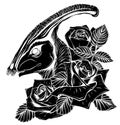 Parasaurolophus head black silhouette art vector illustration design