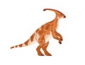 Parasaurolophus, prehistoric ancient dino. Extinct dinosaur with tail and crest, side view. Prehistory reptile animal of Royalty Free Stock Photo