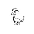 Parasaurolophus. Parasaurolophus simple black and white line art vector logo Royalty Free Stock Photo
