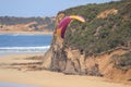 Parashoot flying along the coast