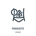 parasite icon vector from disease collection. Thin line parasite outline icon vector illustration. Linear symbol for use on web