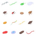 Parasite icons set, isometric style Royalty Free Stock Photo