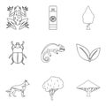 Parasite icons set, outline style