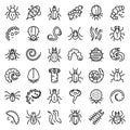 Parasite icons set, outline style