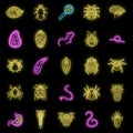 Parasite insect icons set vector neon Royalty Free Stock Photo