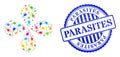 Parasites Scratched Seal Stamp and Infection Microbe Colorful Centrifugal Flower Shape