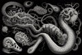 Parasitic worms, generative ai illustration