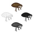 Parasitizing flea single icon in cartoon,black,black,outline,monochrome style for design.Pest Control Service vector