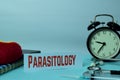 Parasitology Planning on Background of Working Table with Office Supplies. Medical and Healthcare Concept Planning on White Royalty Free Stock Photo