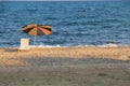 Parasol and beach chair Royalty Free Stock Photo