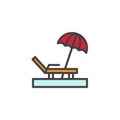 Parasol beach filled outline icon