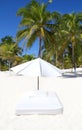 Parasol beach tropical umbrella mattress Royalty Free Stock Photo