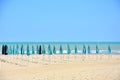 Parasols at the beach in Giulianova Royalty Free Stock Photo