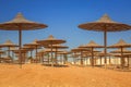 Parasols on the beach of Red Sea in Hurghada Royalty Free Stock Photo