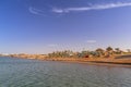 Parasols on the beach of Red Sea in Hurghada Royalty Free Stock Photo