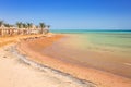 Parasols on the beach of Red Sea in Hurghada Royalty Free Stock Photo