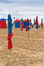 Parasols on Deauville Beach Royalty Free Stock Photo