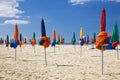 Parasols, Deauville Beach, Normandy France, Europe Royalty Free Stock Photo