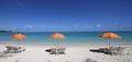 Parasols on Mont-Choisy beach, Mauritius island Royalty Free Stock Photo