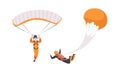 Paratroopers Jumping and Flying with Parachutes, Extreme Sport, Skydiving Cartoon Vector Illustration