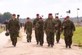 Paratroopers marching of after their drop