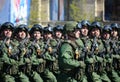 Paratroopers of the 331st guards airborne regiment in Kostroma at the dress rehearsal of parade on red square in honor of Victory