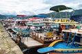 Paraty, Brazil - Jan 24, 2024: Port of Paraty, Brazil with colorful tourist and fishing boats