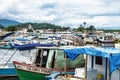 Paraty, Brazil - Jan 24, 2024: Port of Paraty, Brazil with colorful tourist and fishing boats