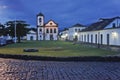 Paraty, Old city street view with a Colonial church, Brazil, South America