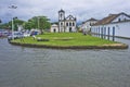 Paraty, Old city street view with a Colonial church, Brazil, South America