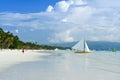 Paraw sailboats boracay white beach philippines Royalty Free Stock Photo