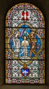 Paray Le Monial, France - September 13, 2016: Stained glass at the Basilica du Sacre Coeur in Paray-le-Monial