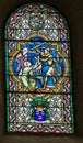 Paray Le Monial, France - September 13, 2016: Stained glass at the Basilica du Sacre Coeur in Paray-le-Monial,