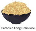 Parboiled long grain rice. Vegetarian cuisine dish Royalty Free Stock Photo